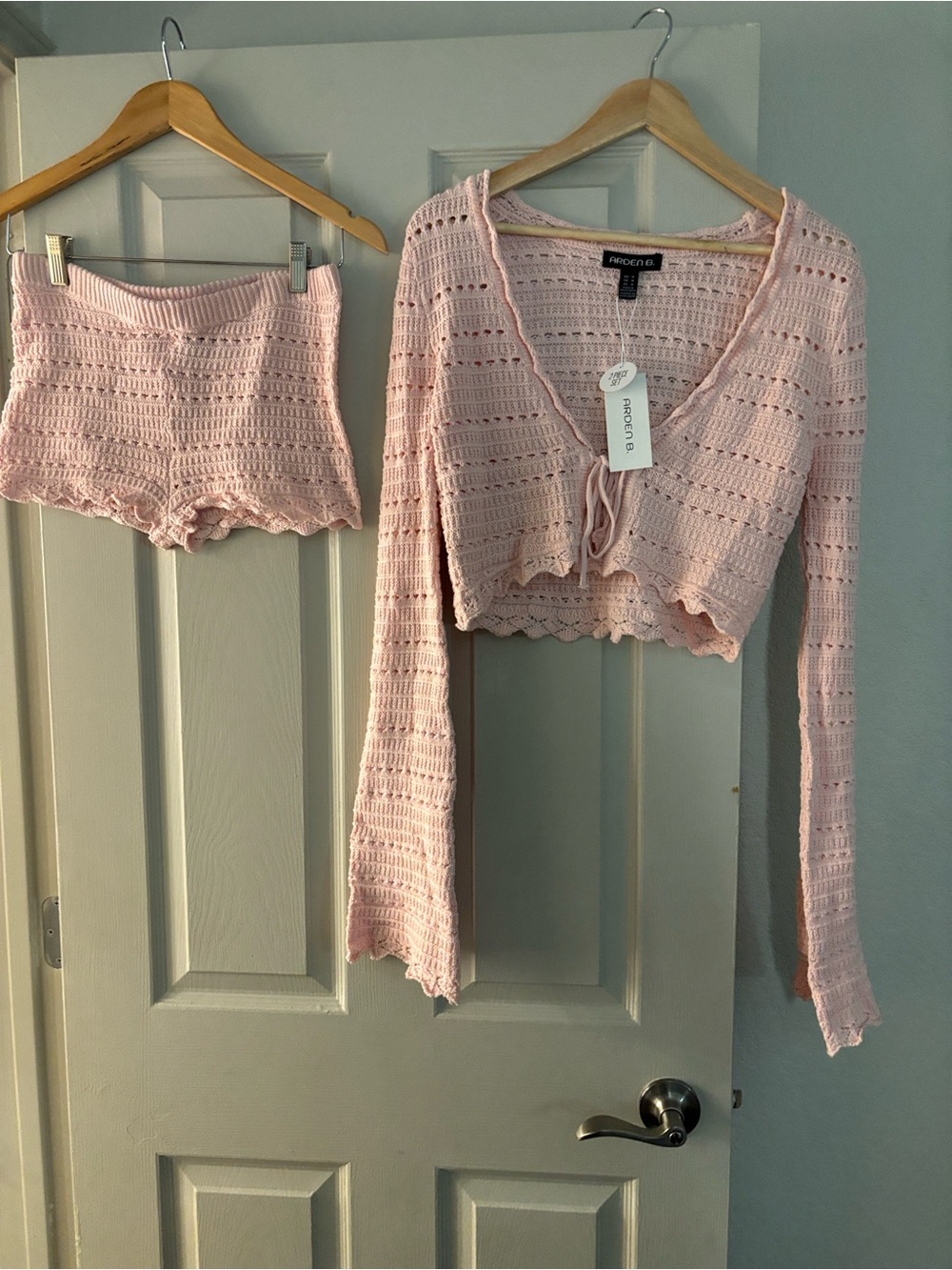 Arden B. Light Pink Crochet Two-Piece Set